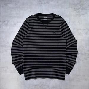 Y2K Express Grunge Striped Skater Long Sleeve Thermal Shirt